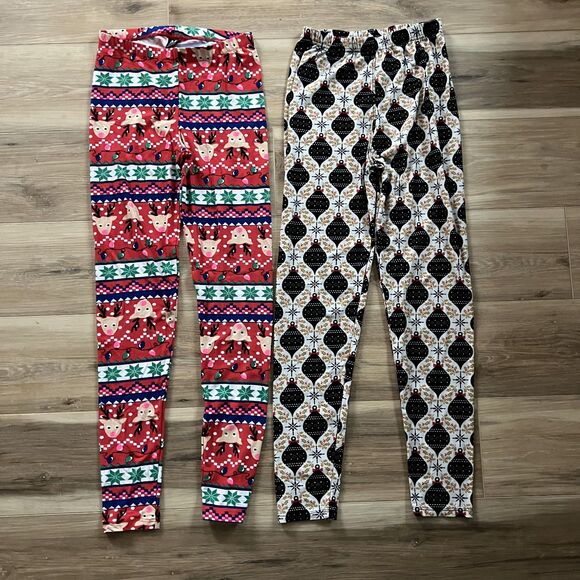 Womens or Teen Set 2 Pair of Christmas Pants w/Sweatshirt PajamaGram Pajama Top - Picture 3 of 6